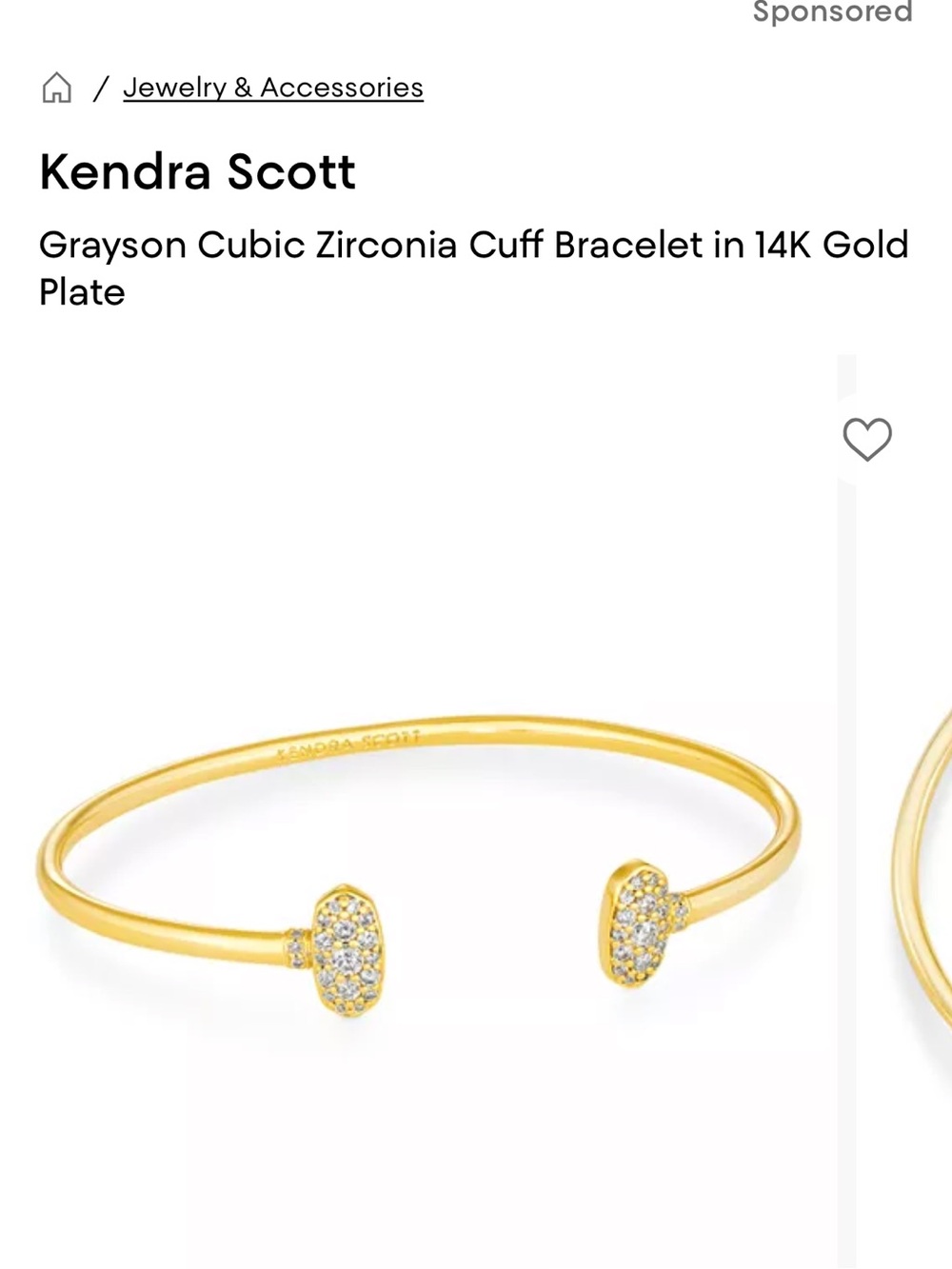 Kendra Scott Gold Pavé Cubic Zirconia Open Cuff Bracelet